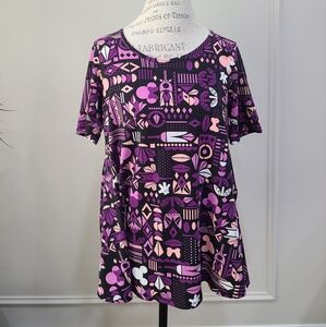 Lularoe Purple and Pink Minni Maus  Print Top Sz.S